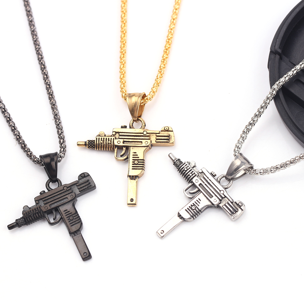 Men'S Accessories Jewelry - Punk Uzi Pistol Machine Gun Necklace