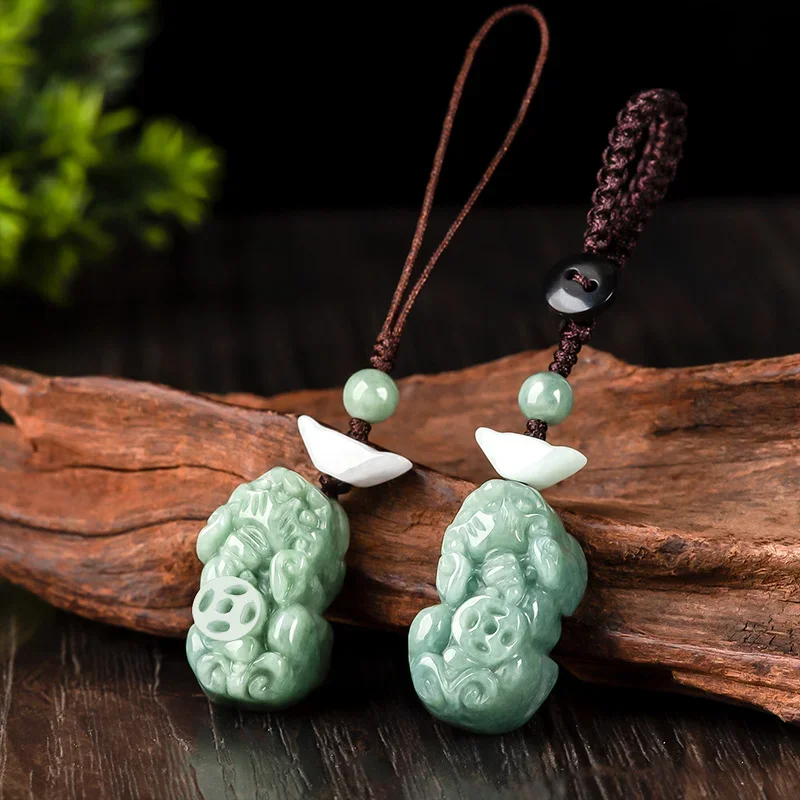 Men Accessories Chain - Burmese Emerald Pixiu Yuanbao Phone Chain