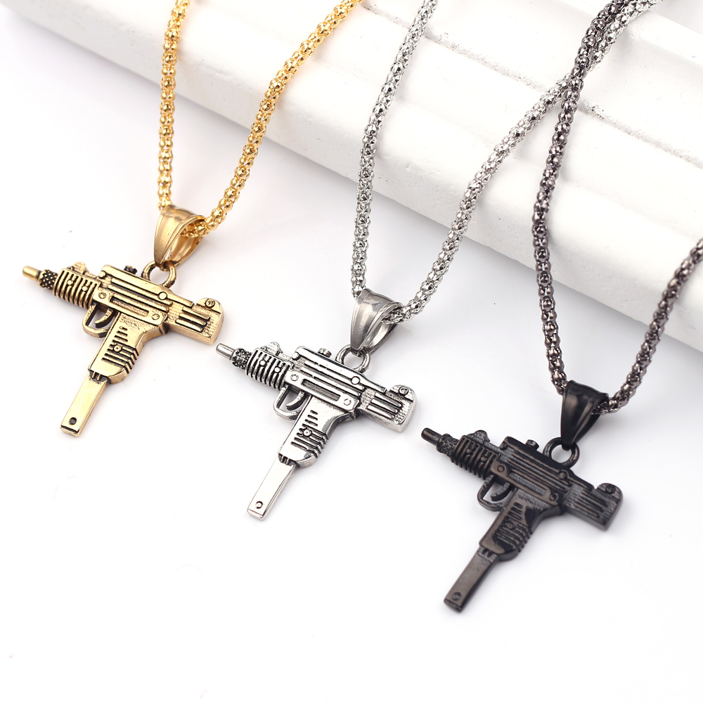 Punk Uzi Pistol Machine Gun Ne - огляд і ціна Men'S Accessories Jewelry