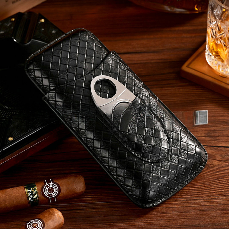 3 Pcs Leather Cigar Case Gift  - огляд і ціна Cigar Cutter Set