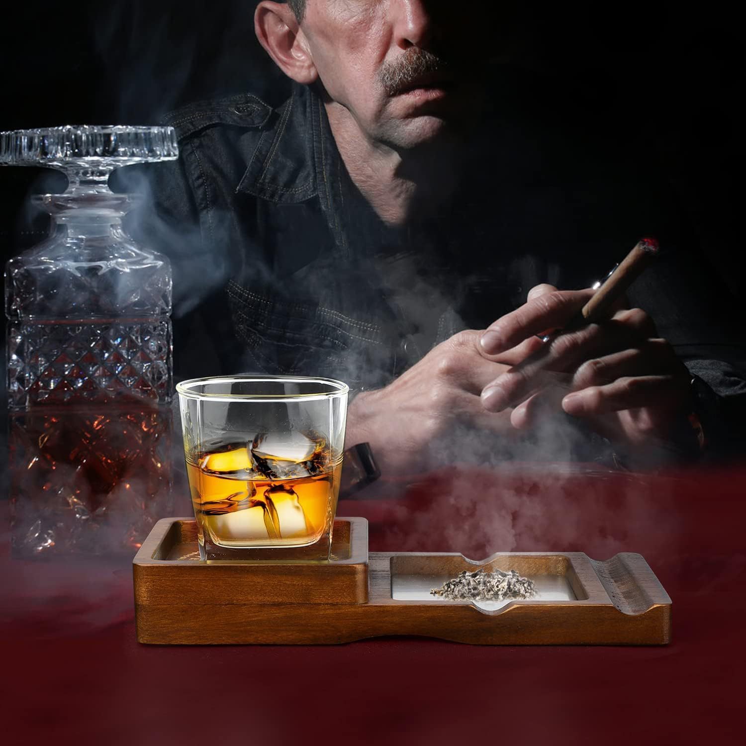 Solid Wood Cigar Ashtray Tray  - огляд і ціна Cigar Cutter Set